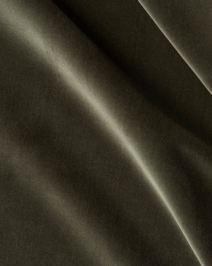 Swatch of Midnight Nori, a deep, earthy, and ashy green Washed Cotton Velvet
