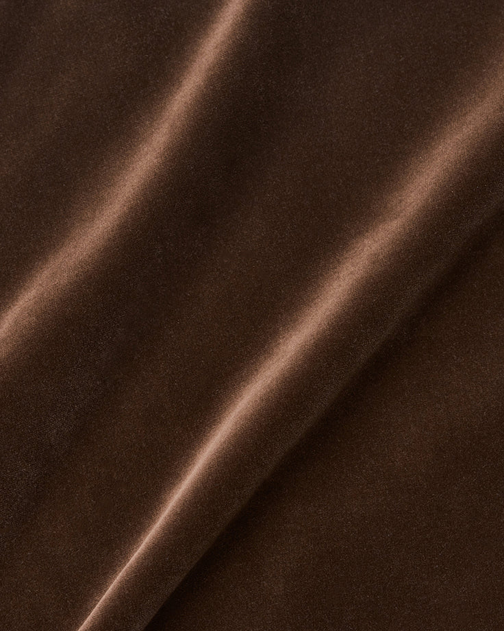Swatch of Semi Sweet, a rich, dark chocolate brown Washed Cotton Velvet.