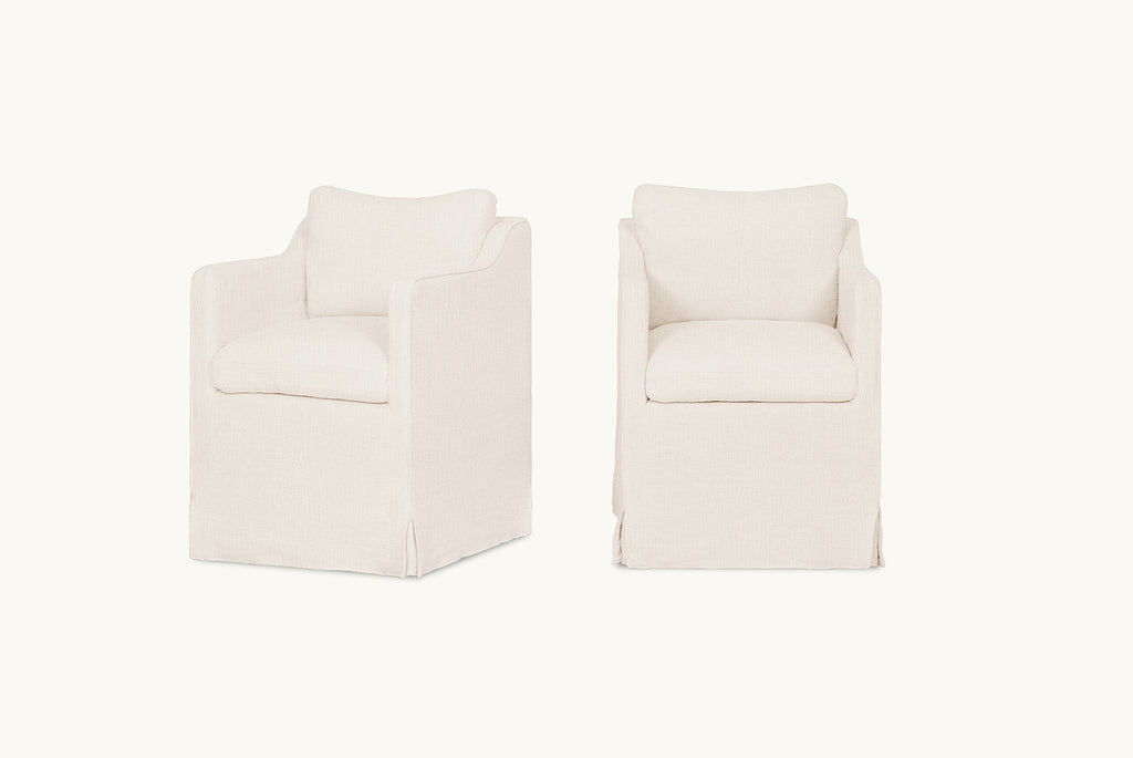 Amelia Dining Chair in Corn Silk, a light beige Washed Cotton Linen