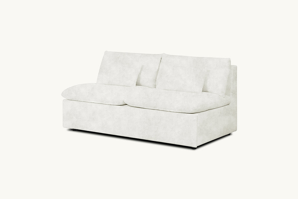 Aria Full Sleeper Sofa in Dandelion Poof, a creamy off-white Recycled Faux Fur