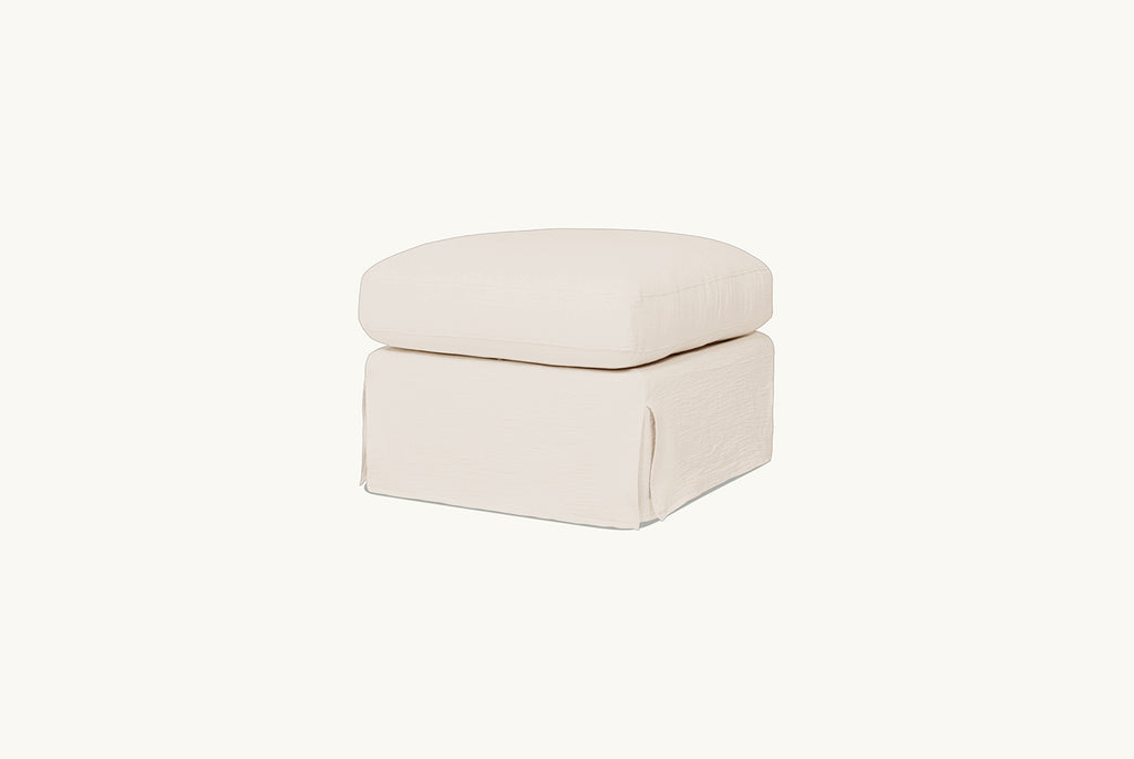 Elias Ottoman Slipcover Only in Corn Silk, a light beige Washed Cotton Linen