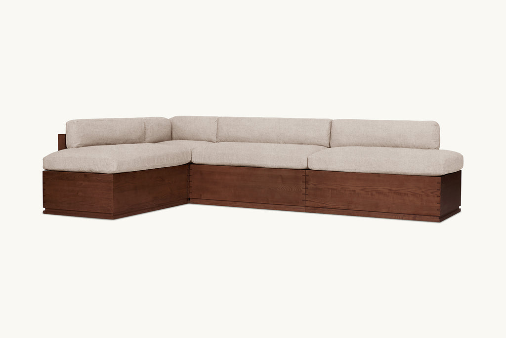 Monti Storage Banquette in Oat Flour, a medium taupe Light Weight Linen