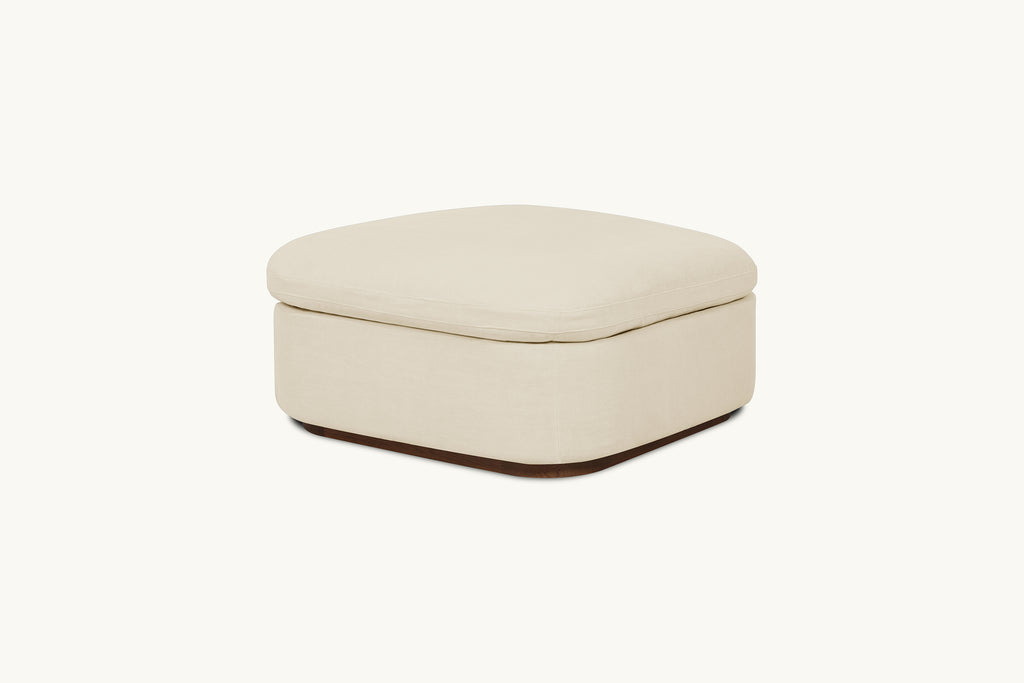 Olea Storage Ottoman Slipcover in Warm Oatmeal, a light warm beige Medium Weight Linen