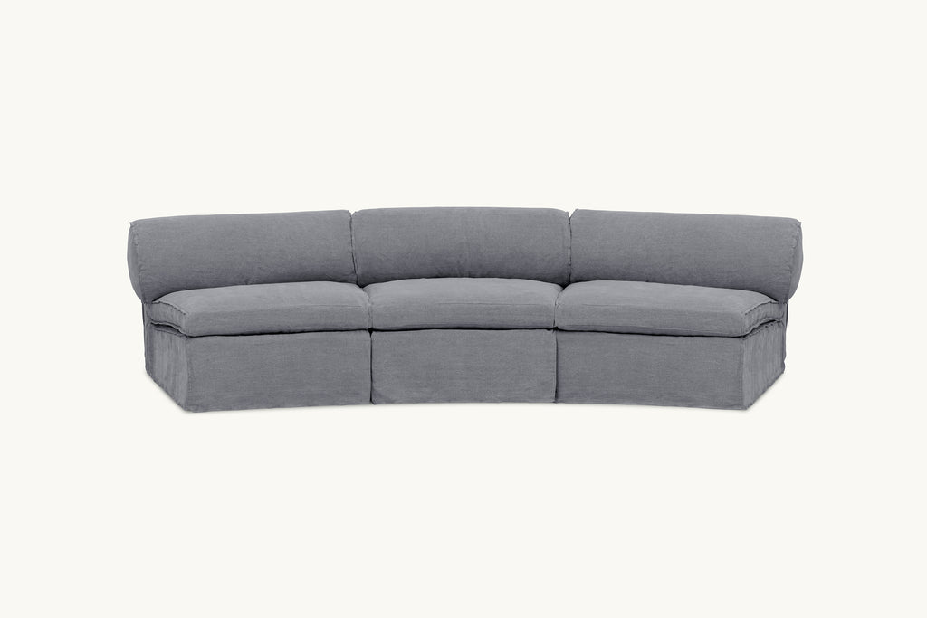 Camino Sectional Sofa, 3-piece in Ink Cap, a medium cool grey Light Weight Linen