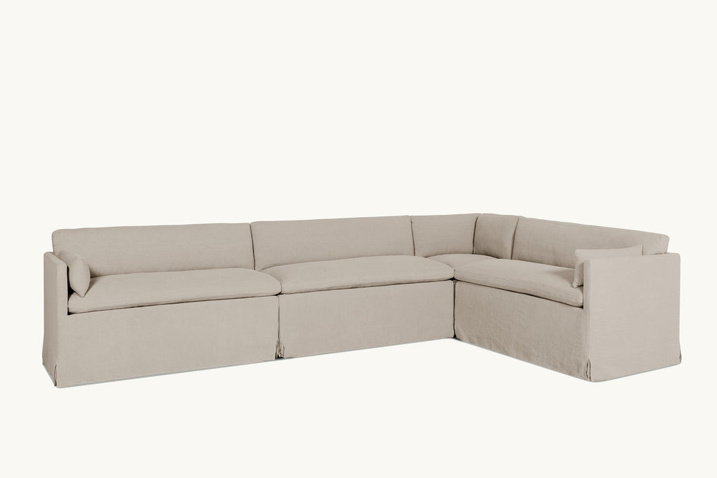 Gabriel Banquette in Blanched Almond, a warm greige Washed Cotton Linen