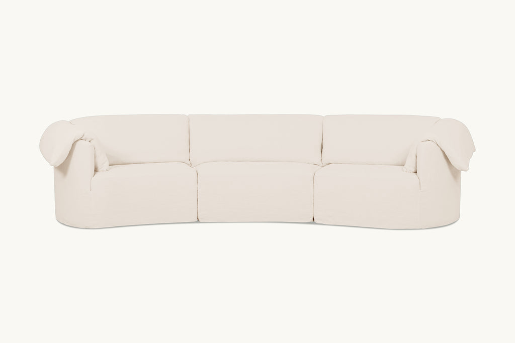 Loula Sectional Sofa in Nectarine Dream, a muted terracotta Thread-Dyed Cotton Linen