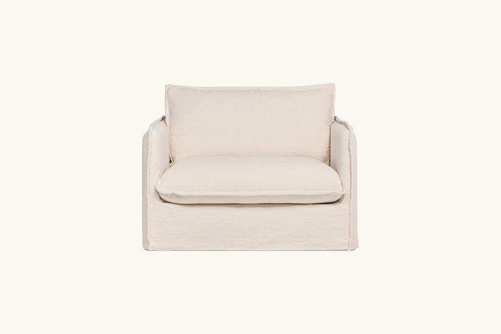 Neva Chair in Corn Silk, a light beige Washed Cotton Linen