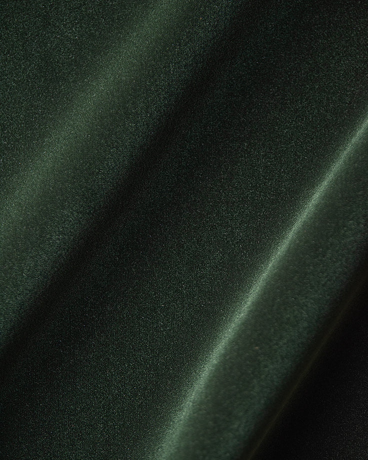Swatch of Emerald City, a dark green Washed Cotton Velvet