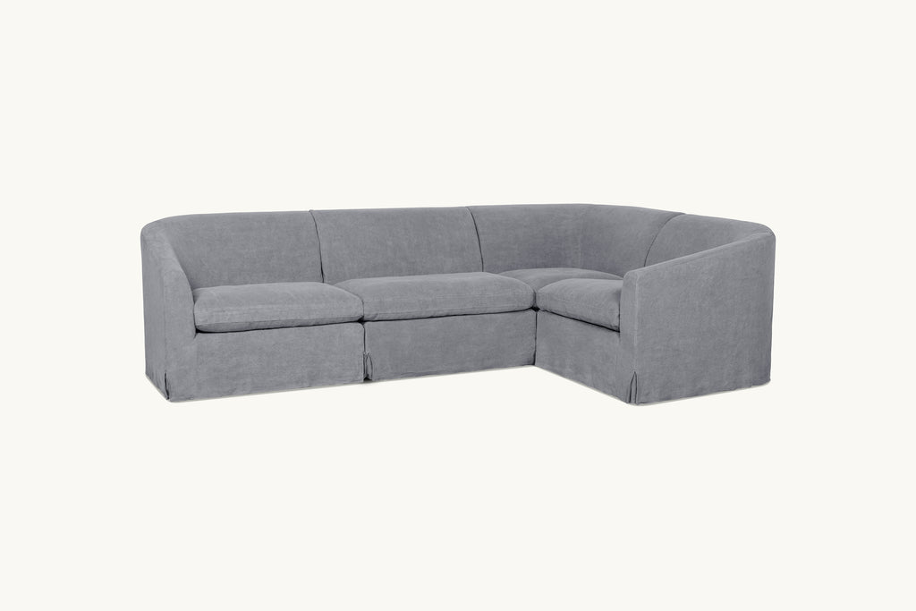 Ziki L-Shape Sectional Sofa in Ink Cap, a medium cool grey Light Weight Linen