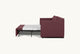 Slide #7 Side view of the Amelia Sleeper Sofa in Summer Plum, a soft maroon Thread-Dyed Cotton Linen with the mattress pulled out