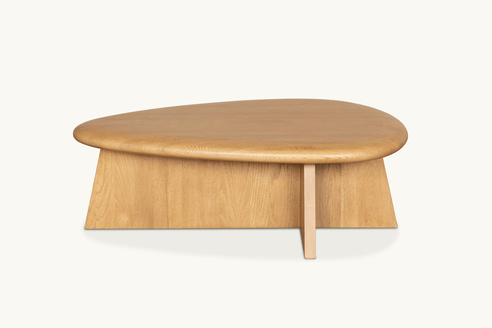 Amina Coffee Table in Tinted Oak, a golden, wheat-colored 100% American red oak