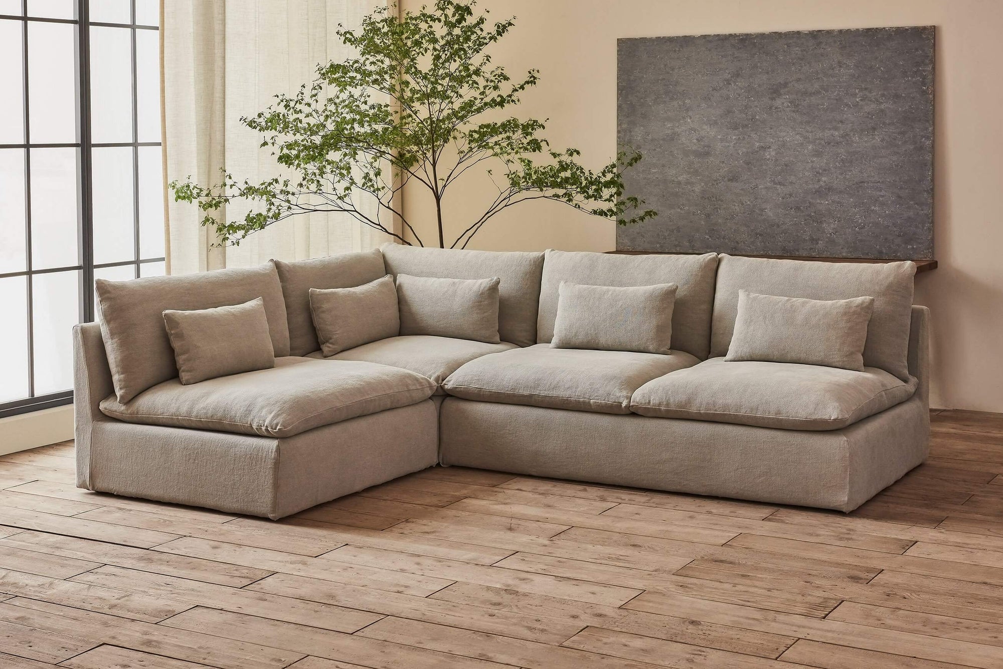 CHITA®️ Kenna Modular 4-Piece Sofa-Chaise Sectional (131
