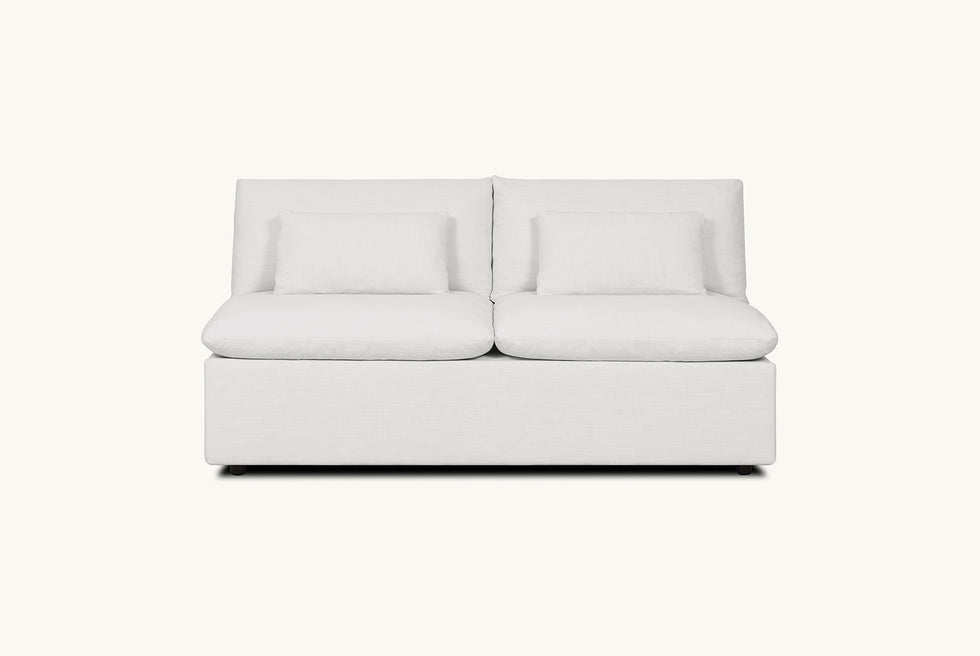 Front view of Aria Full Sleeper Sofa in Young Coconut, a powdery white Recycled Poly Linen