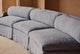 Slide #6 Camino Sectional Sofa, 3-piece in Ink Cap, a medium cool grey Light Weight Linen, placed in a bright room in front of a wooden folding screen and a vase