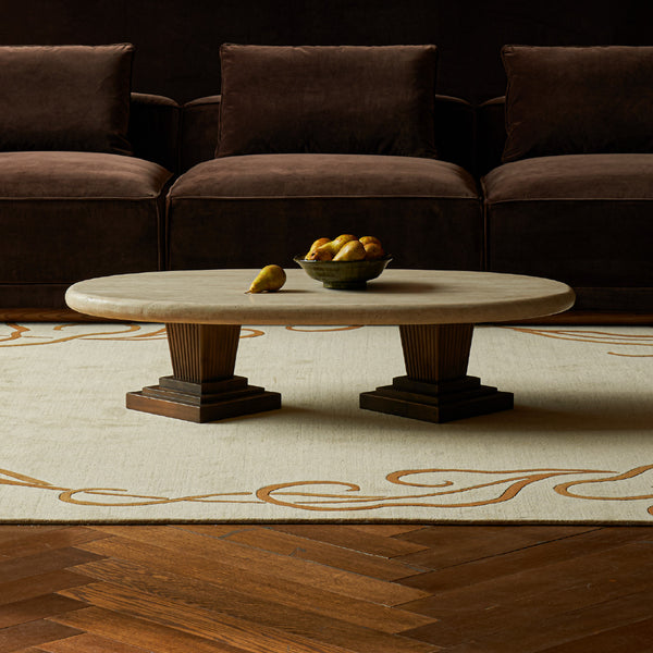 Cordelia Coffee Table – Reclaimed Wood and Solid Stone – Sixpenny