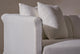 Slide #8 Close up of the Dalia Sectional in Water Lily, a white Light Weight Linen with warm undertones