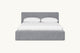 Slide #3 Front view of Devyn Queen Bed Frame in Ink Cap, a medium cool grey Light Weight Linen, made up with white linen bedding
