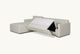 Slide #6 Angled view of Devyn Sleeper Chaise Sectional in Young Coconut, a powdery white Recycled Poly Linen, in the process of opening