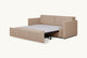 Slide #5 Angled view of Devyn Queen Sleeper Sofa in Golden Reed, a sandy brown Recycled Poly Linen, pulled out with no bedsheets