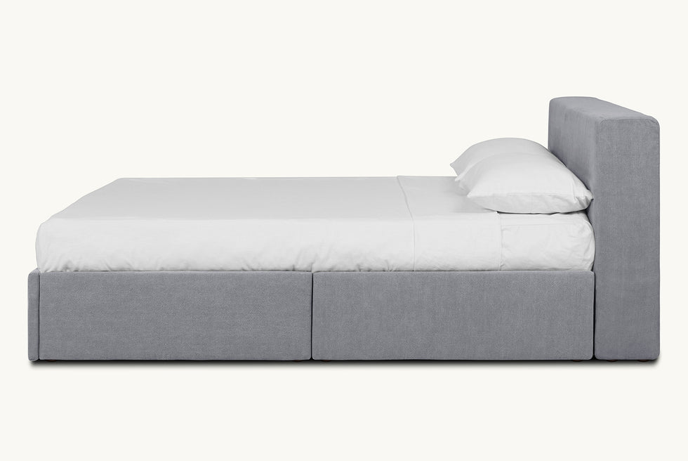 Devyn Storage Bed in Ink Cap, a medium cool grey Light Weight Linen