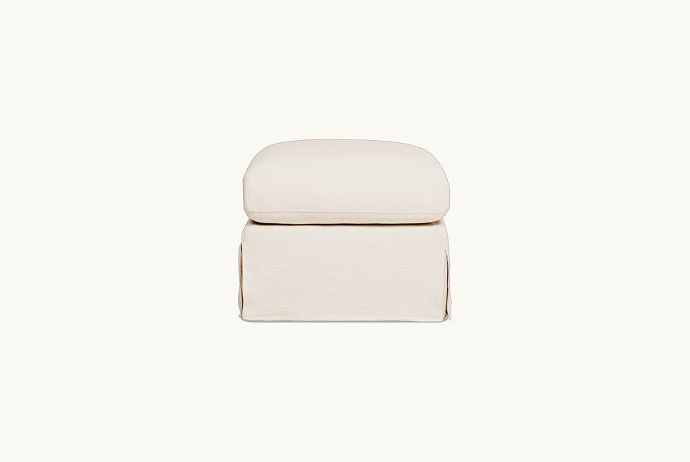 Elias Ottoman Slipcover Only in Corn Silk, a light beige Washed Cotton Linen