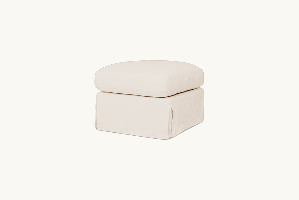 Elias Ottoman Slipcover Only in Corn Silk, a light beige Washed Cotton Linen