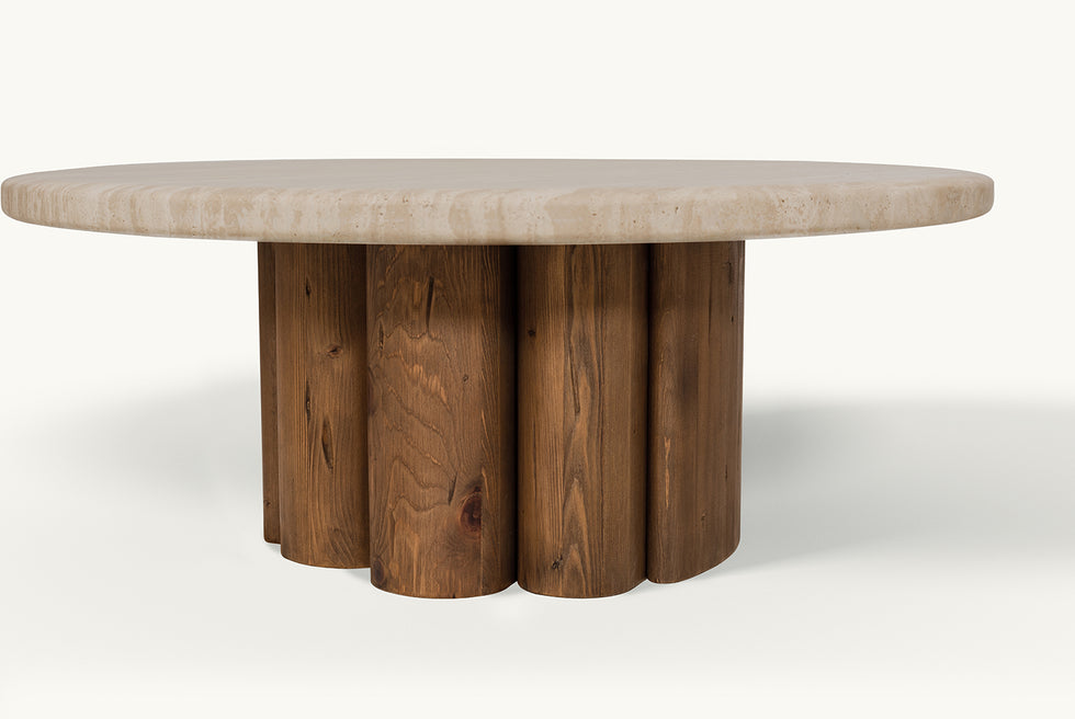 Enzo Coffee Table – Reclaimed Wood and Solid Stone – Sixpenny
