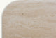 Slide #6 Tabletop view of Enzo Console Table in Turkish Galata Travertine in a warm beige with gold and pink undertones. Various veining, color variations, and pitting throughout