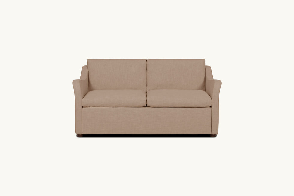 Esmé Sleeper Sofa in Golden Reed, a sandy brown Recycled Poly Linen in a closed state