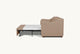 Slide #7 Side view of the Esmé Full Sleeper Sofa in Golden Reed, a sandy brown Recycled Poly Linen with the mattress pulled out