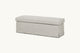 Slide #2 Angled view of Esmé Storage Bench in Jasmine Rice, a light warm greige Medium Weight Linen