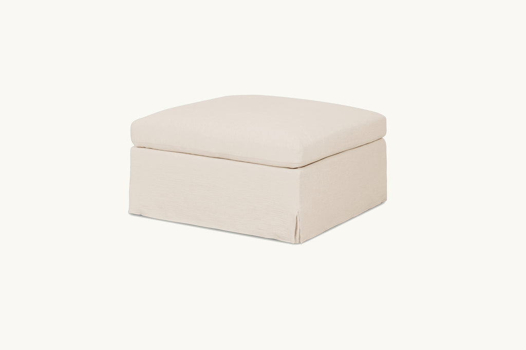 Esmé Storage Ottoman Slipcover in Corn Silk, a light beige Washed Cotton Linen