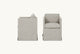 Slide #4 Front and side view of Gabriel Dining Chair in Jasmine Rice, a light warm greige Medium Weight Linen