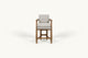 Slide #2 Front view of Gio Dining Stool in Heritage Ash frame and cushions in Jasmine Rice, a light warm greige Medium Weight Linen