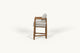 Slide #4 Side view of Gio Dining Stool in Heritage Ash frame and cushions in Jasmine Rice, a light warm greige Medium Weight Linen