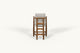 Slide #5 Back view of Gio Dining Stool in Heritage Ash frame and cushions in Jasmine Rice, a light warm greige Medium Weight Linen