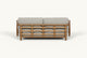 Slide #4 Back view of Gio 84" Sofa frame in 100% American Heritage Ash, a medium, bosc pear shade with earthy undertones, and slipcover in Jasmine Rice, a light warm greige Medium Weight Linen