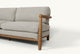 Slide #5 Detail view of Gio 84" Sofa frame in 100% American Heritage Ash, a medium, bosc pear shade with earthy undertones, and slipcover in Jasmine Rice, a light warm greige Medium Weight Linen