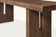 Slide #6 Detial view of Kai Dining Bench in 100% Reclaimed Austrian Heritage Oak, a medium, bosc pear shade with earthy undertones