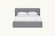 Slide #4 Front view of Neva Queen Bed in Ink Cap, a medium cool grey Light Weight Linen