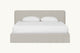 Slide #3 Front view of Neva King Bed in Jasmine Rice, a light warm greige Medium Weight Linen