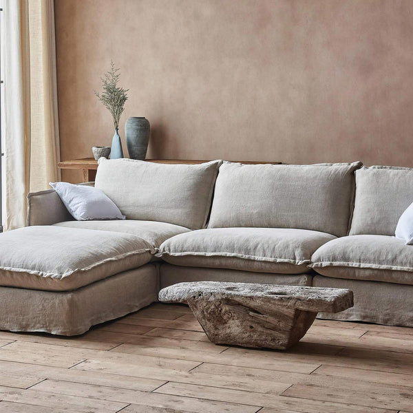 Neva 4-Piece Chaise Sectional Sofa – Fluffy Comfort – Sixpenny