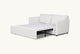 Slide #5 Angled view of Neva Full Sleeper Sofa in Young Coconut, a powdery white Recycled Poly Linen, pulled out with no bedlinens
