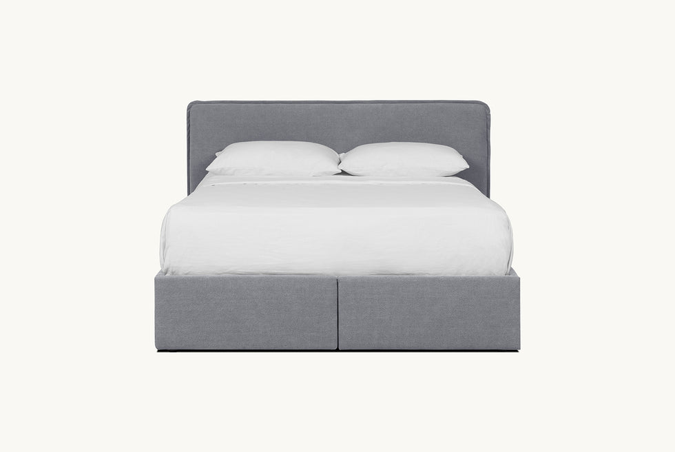Neva Storage Bed in Ink Cap, a medium cool grey Light Weight Linen