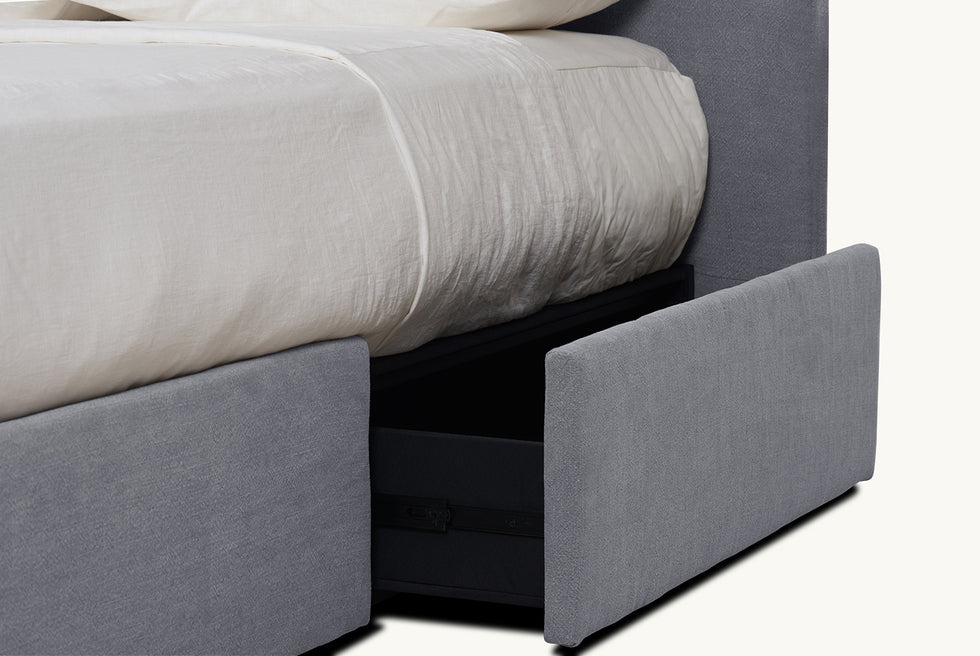 Neva Storage Bed in Ink Cap, a medium cool grey Light Weight Linen