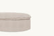 Slide #6 Close up of Neva Round Storage Ottoman in Oat Flour, a medium taupe Light Weight Linen