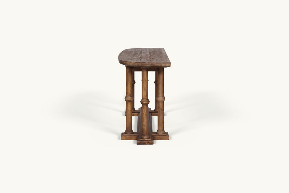 Pia Console Table in 100% Reclaimed Chinese Heritage Pine, a medium, bosc pear shade with earthy undertones