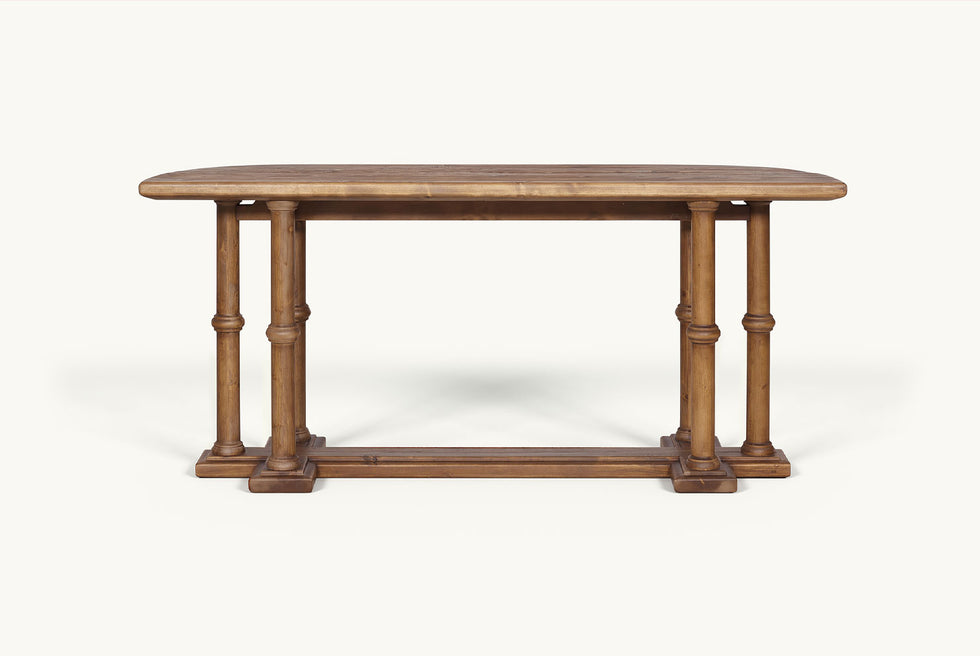 Pia Console Table in 100% Reclaimed Chinese Heritage Pine, a medium, bosc pear shade with earthy undertones