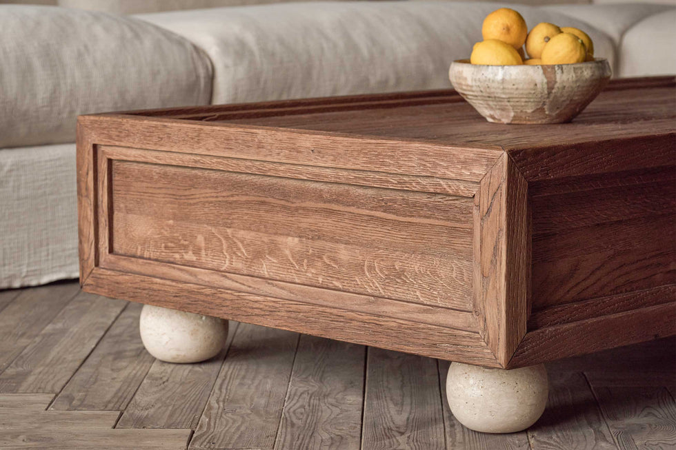 Rho Coffee Table – Reclaimed Plinth Table – Sixpenny