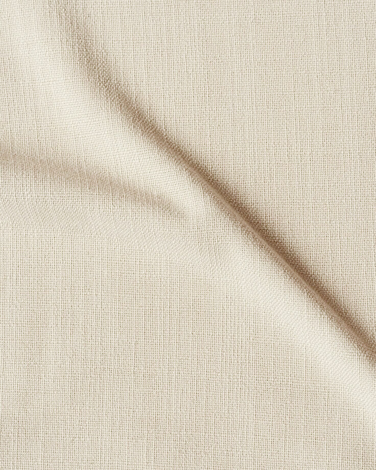 Swatch of Rain Drop, a pale taupe linen-like recycled polyester.